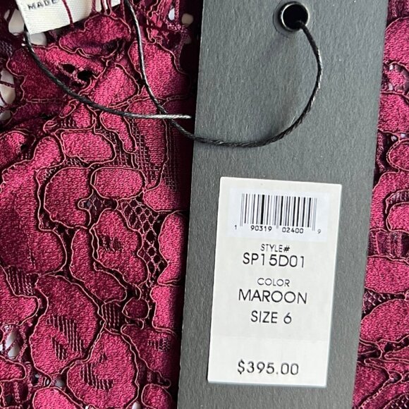 RACHEL ZOE Maroon Lace Formal Suzette Dress, Size 6 - Picture 8 of 12